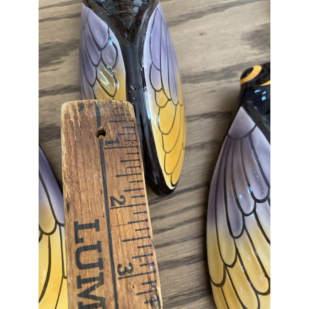 Vintage French Ceramic Cicada Wall Pocket Hanging Vase Set of 3 Made in France - Picture 5 of 8
